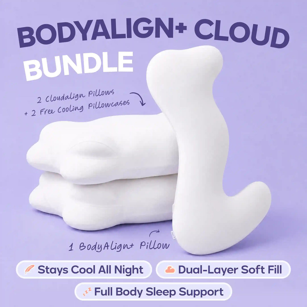 BodyAlign Plus+ Cooling Pillow + 2 CloudAlign Pillows