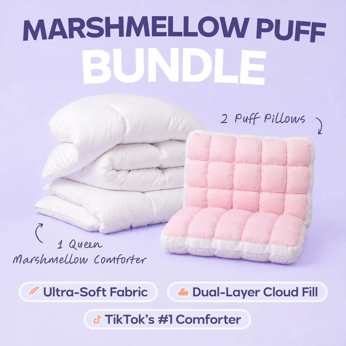MarshMellow Comforter + 2 Puff Pillows Main image
