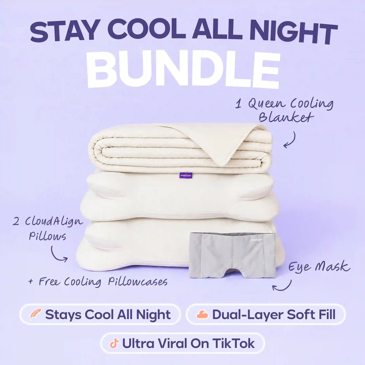 CloudCool™ Cooling Comforter + 2 CloudAlign Pillows + Weighted Eye Mask Main image