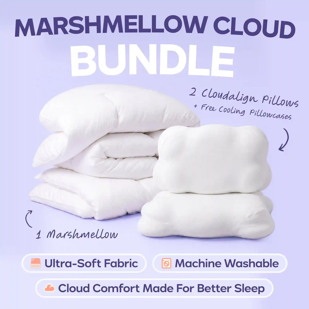 MarshMellow Comforter + 2 CloudAlign Pillows Main image